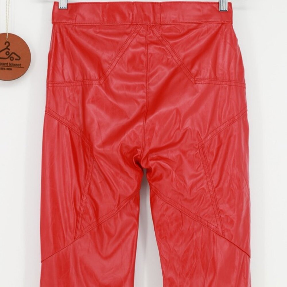 Revice Venus Mars Red Star Butt Faux Leather Flare Pants Size 29 NWT Edgy Grunge - Picture 4 of 9